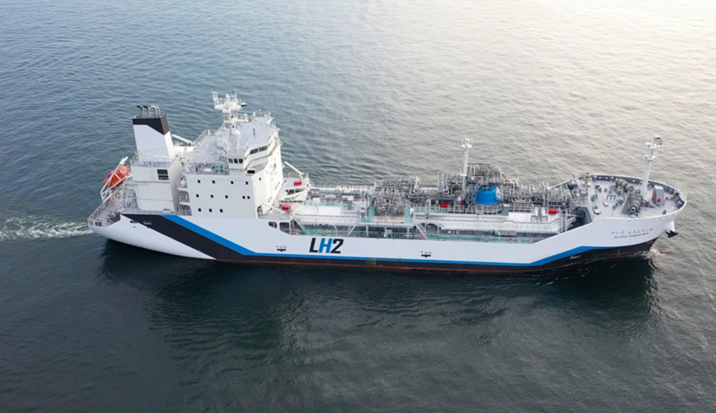 Image: The historic arrival of the world's inaugural liquefied hydrogen carrier, Suiso Frontier, arrived at Sultan Qaboos Port in Muscat on August 14. Credit: KHI