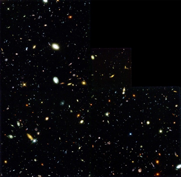 Taken over 10 days in December 1995, the Hubble Deep Field photo revealed about 3,000 galaxies within a patch of sky about one-twelfth the width of the moon. Robert Williams and the Hubble Deep Field Team (STScI) and NASA/ESA Taken over 10 days in December 1995, the Hubble Deep Field photo revealed about 3,000 galaxies within a patch of sky about one-twelfth the width of the moon. Robert Williams and the Hubble Deep Field Team (STScI) and NASA/ESA
