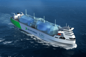 A computer-generated image of a liquid hydrogen carrier concept HD Hyundai KSOE is already working on with Woodside Energy and MOLPhoto: DNV