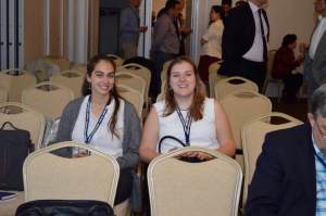 Sarah Hamdy and Stefanie Tesch pose during a break. Image: Criomec SA