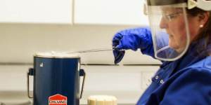 Researcher at Leeds works with frozen samples. Image: University of Leeds