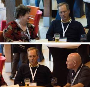 Werner and Laurie Huget in conversation with Steve van Sciver at ICEC-ICMC 2014 at the University of Twente. Image:  Marcel ter Brake
